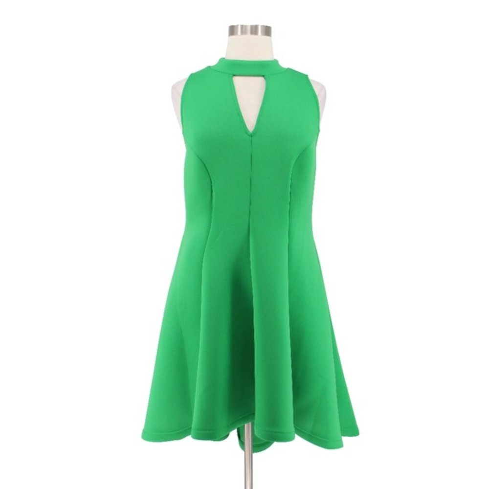 Monif C Neon Green scuba hi / lo flair dress sz 2X